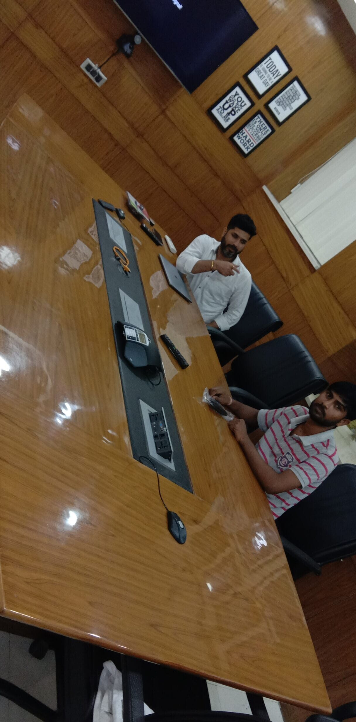 IMG_20210717_211718 | Nextage Technologies Modern enterprise boardroom crafted by an Audio-Visual Solution Consultant in Gurugram, featuring a dual-screen video conferencing setup Gurugram supporting Microsoft Teams Rooms and Zoom Rooms. Designed by a leading AV integration company Gurugram, the space includes a premium conference table, intelligent camera tracking, ceiling microphones, and integrated soundbar. This setup represents cutting-edge conference room AV solutions Gurugram, advanced boardroom AV automation Gurugram, and scalable enterprise AV solutions Gurugram within a refined corporate environment.